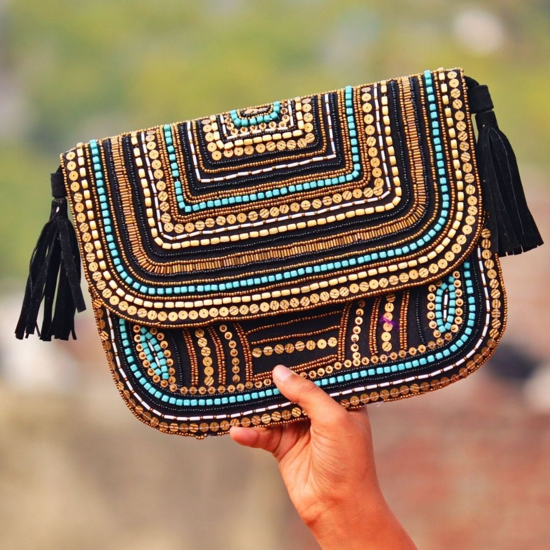 Buy Now Black & Blue Boho Bag | Online Shopping in UAE - Prasha Lifestyle