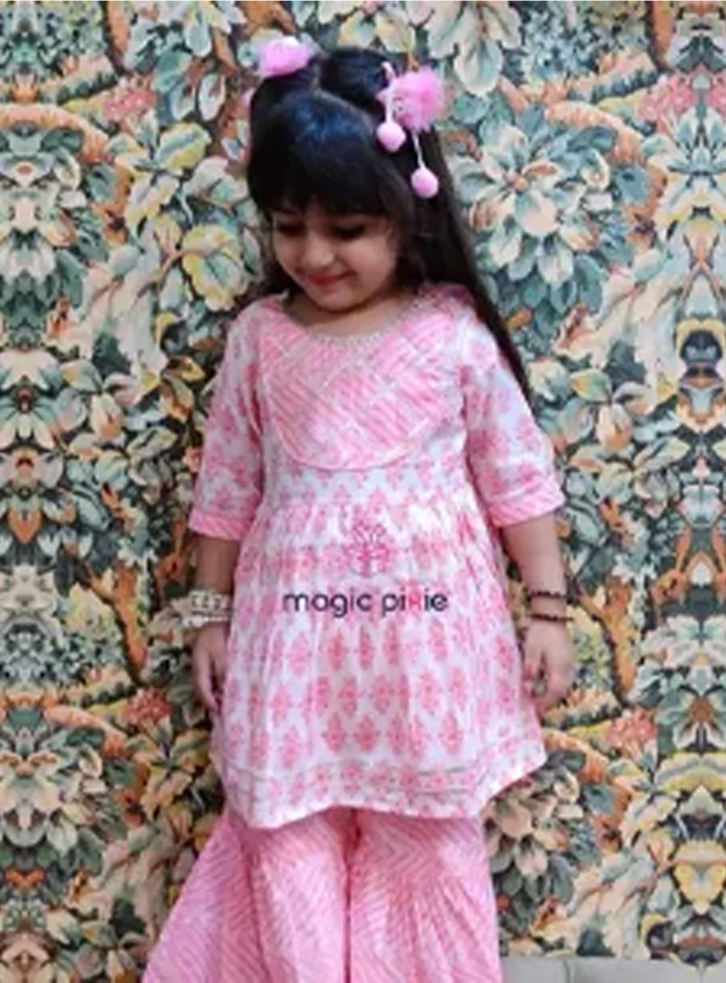 Buy Now Designer Baby Pink Sharara Set | Online Shopping in UAE ...