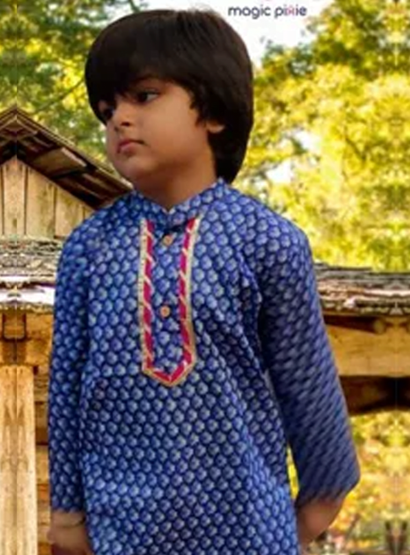 Festive Fusion Deep Blue Kurta Pajama Set