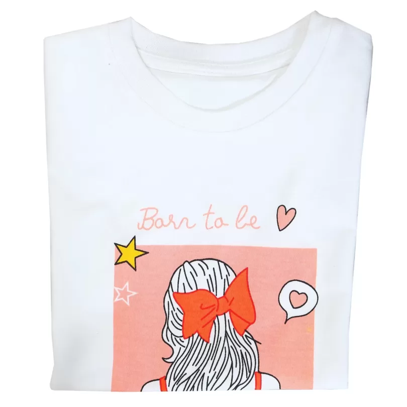 Born To Be Queen Quoted Print Cotton Top For Girls