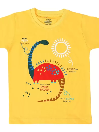 Cute Dino Printed Cotton T shirt For Boys