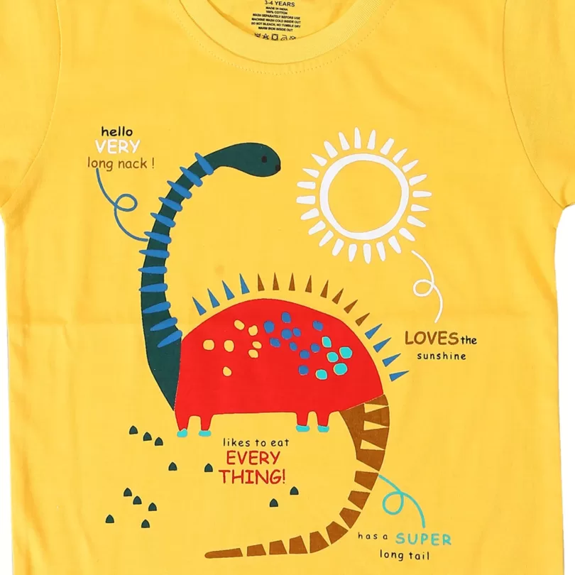 Cute Dino Printed Cotton T shirt For Boys