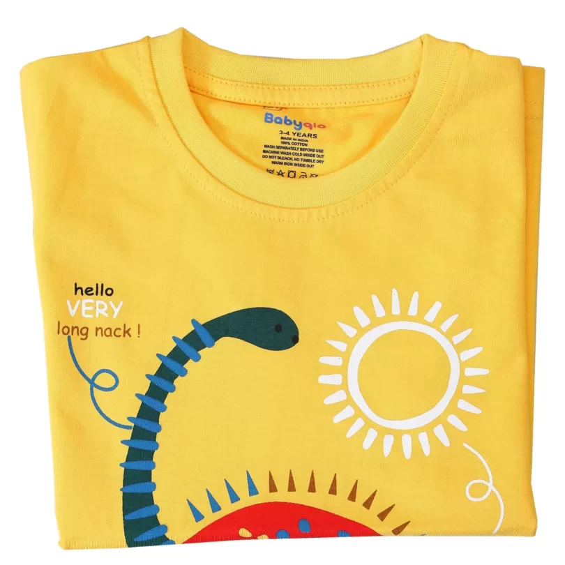 Cute Dino Printed Cotton T shirt For Boys