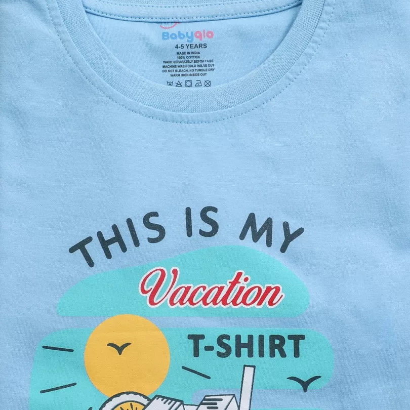 Vaction On The Beach Printed Cotton T Shirt For Boys