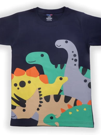 Babyqlo Colorful Dinos Printed Cotton Short Sleeve T-shirt For Boys