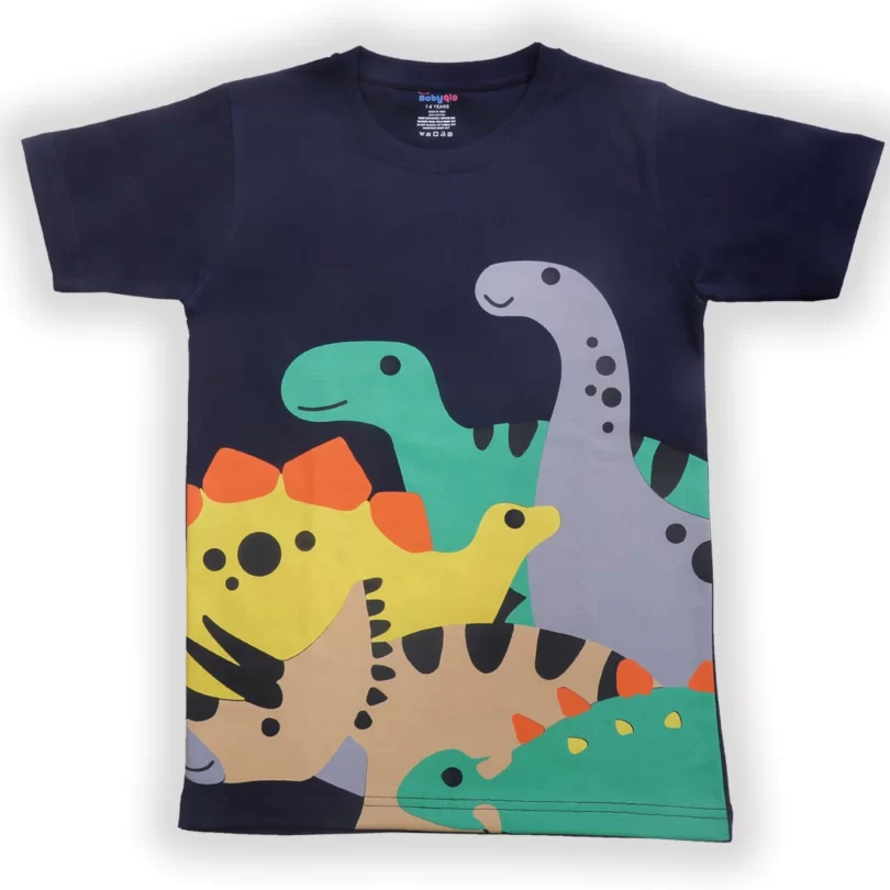 Babyqlo Colorful Dinos Printed Cotton Short Sleeve T-shirt For Boys
