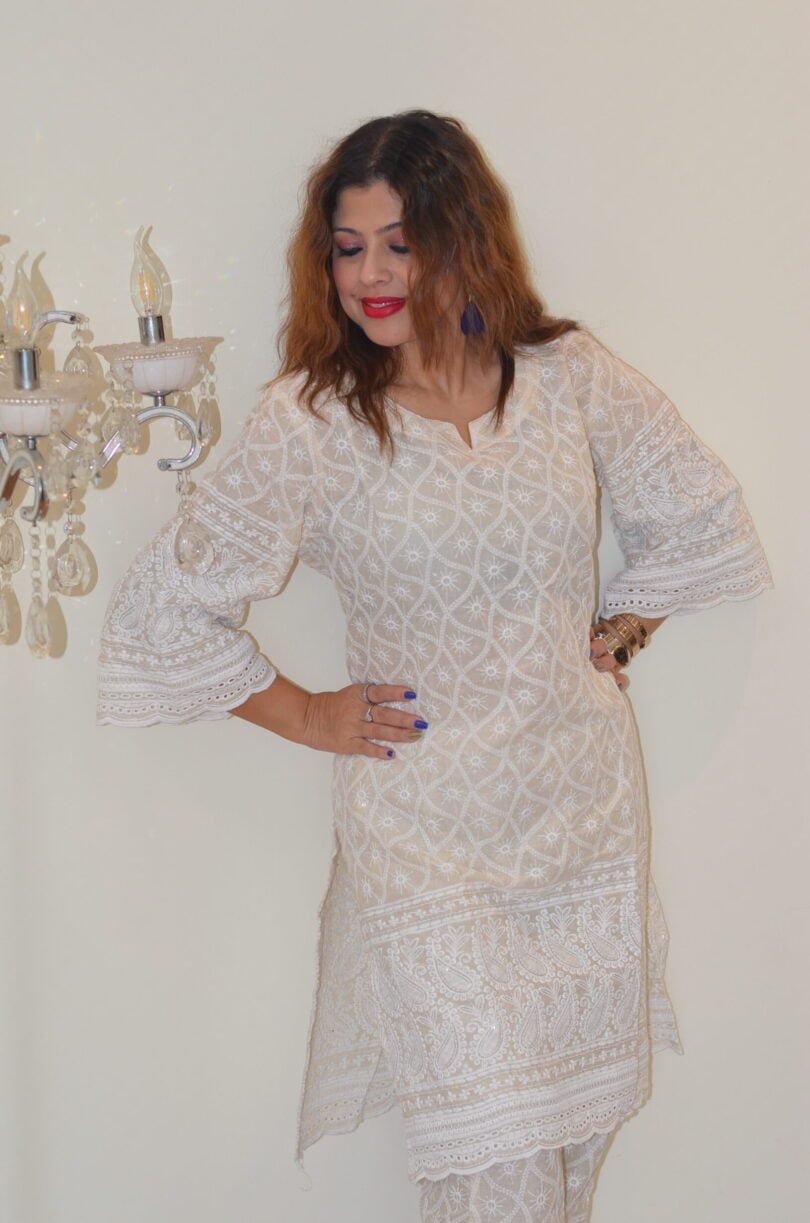 Chikankari Kurta Set (Kurti and Pant)- ALL sizes available