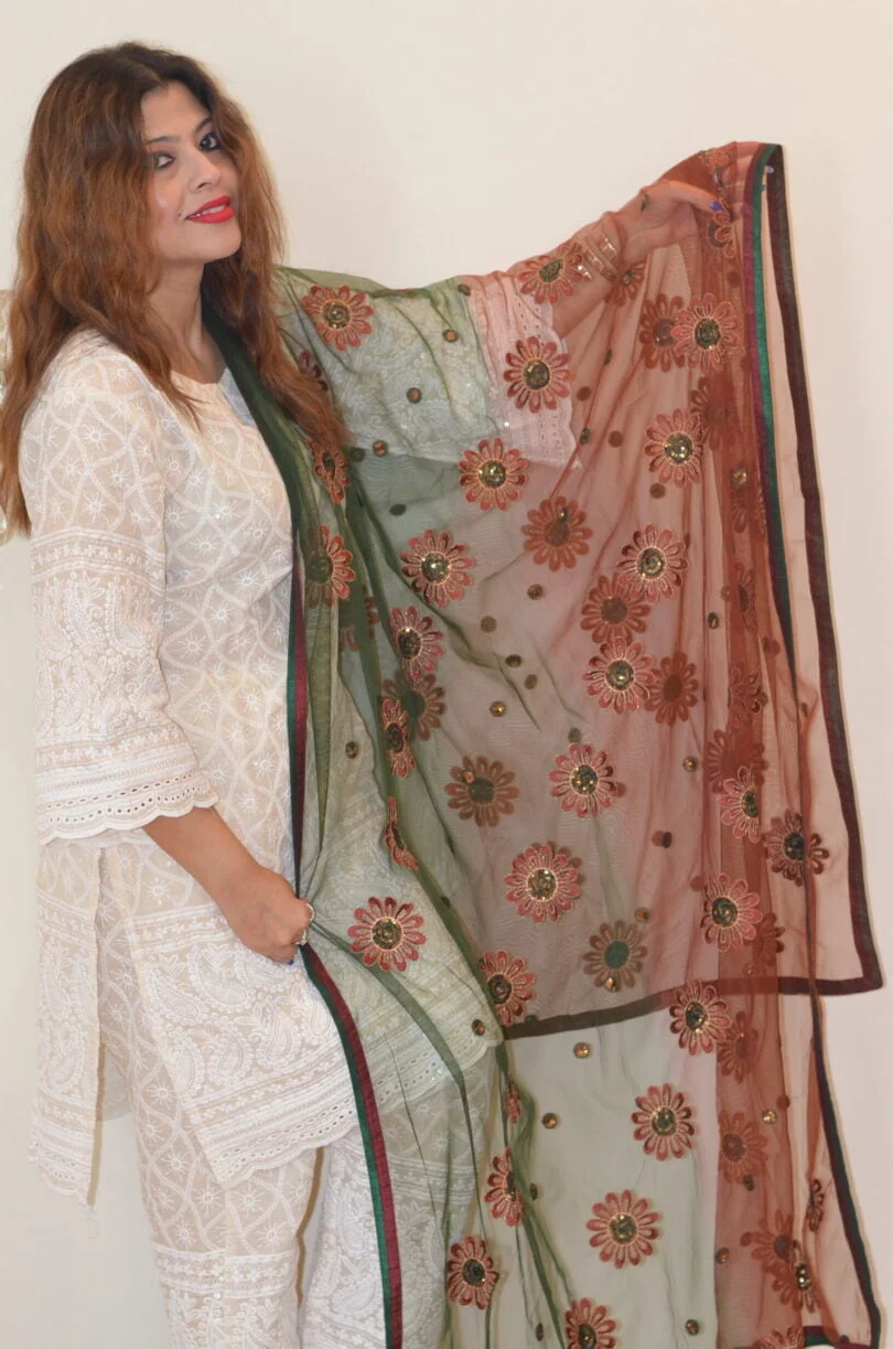 Net embroidered dupatta