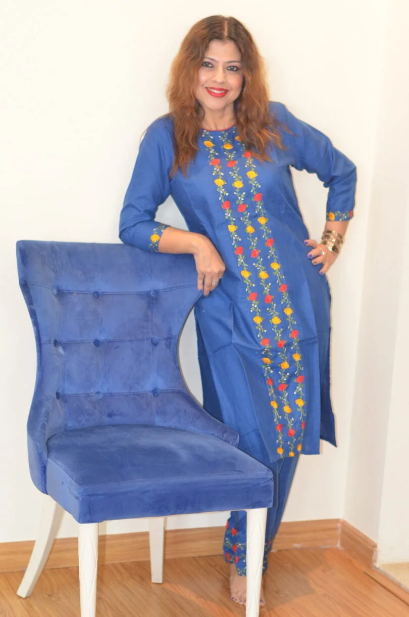 Embroidered Blue Kurta Set