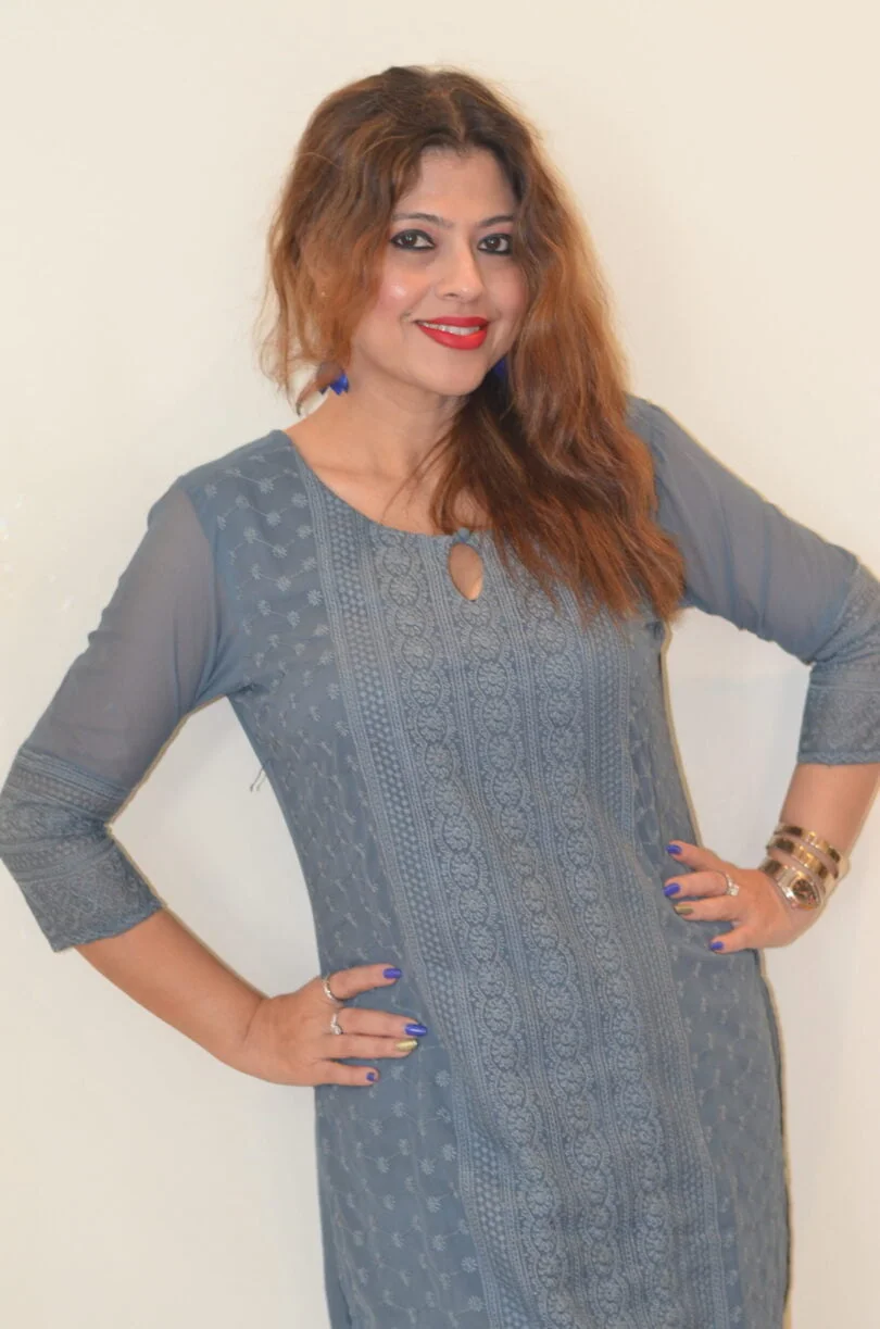 Chikankari Georgette Kurta -Grey with attached Slip