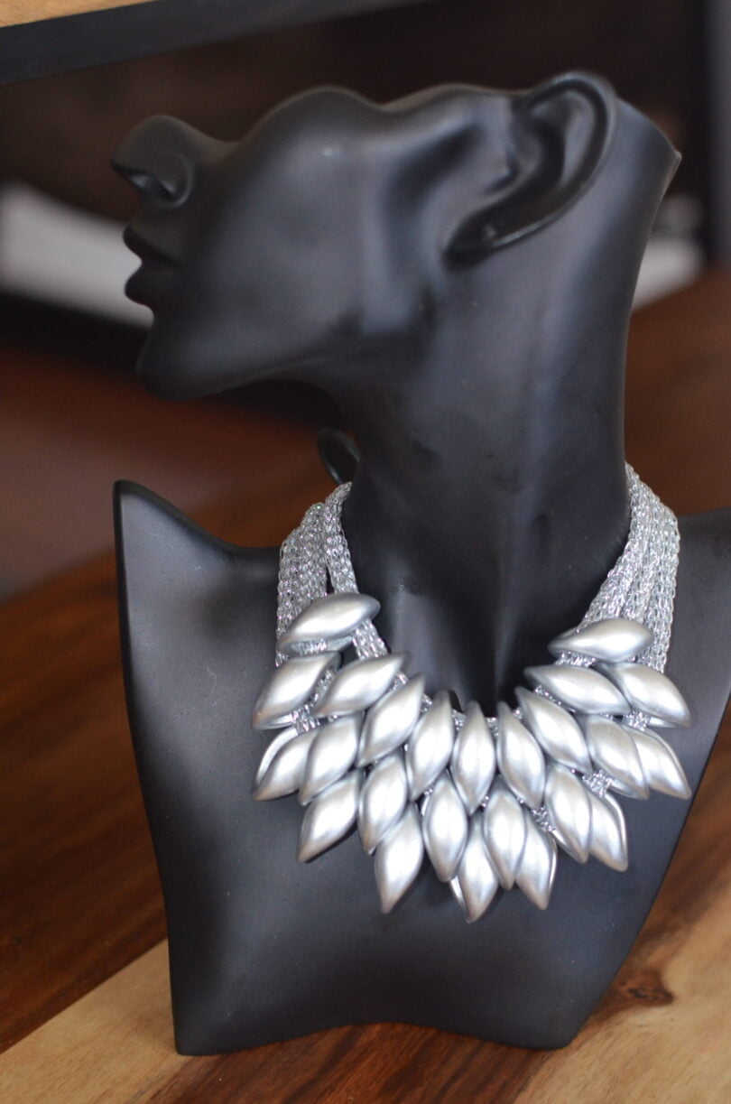 Bead Decor Necklace -Silver