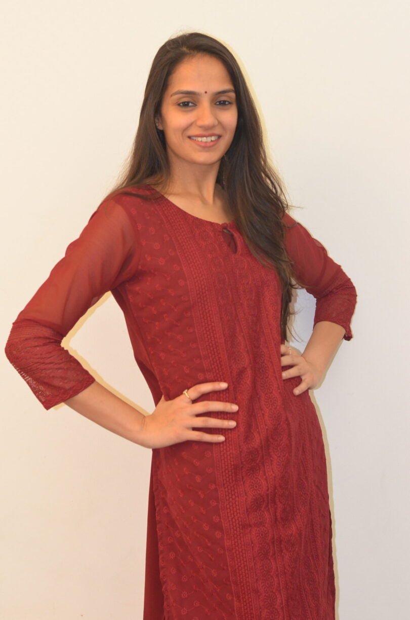 Mehroon Georgette Kurta - M size