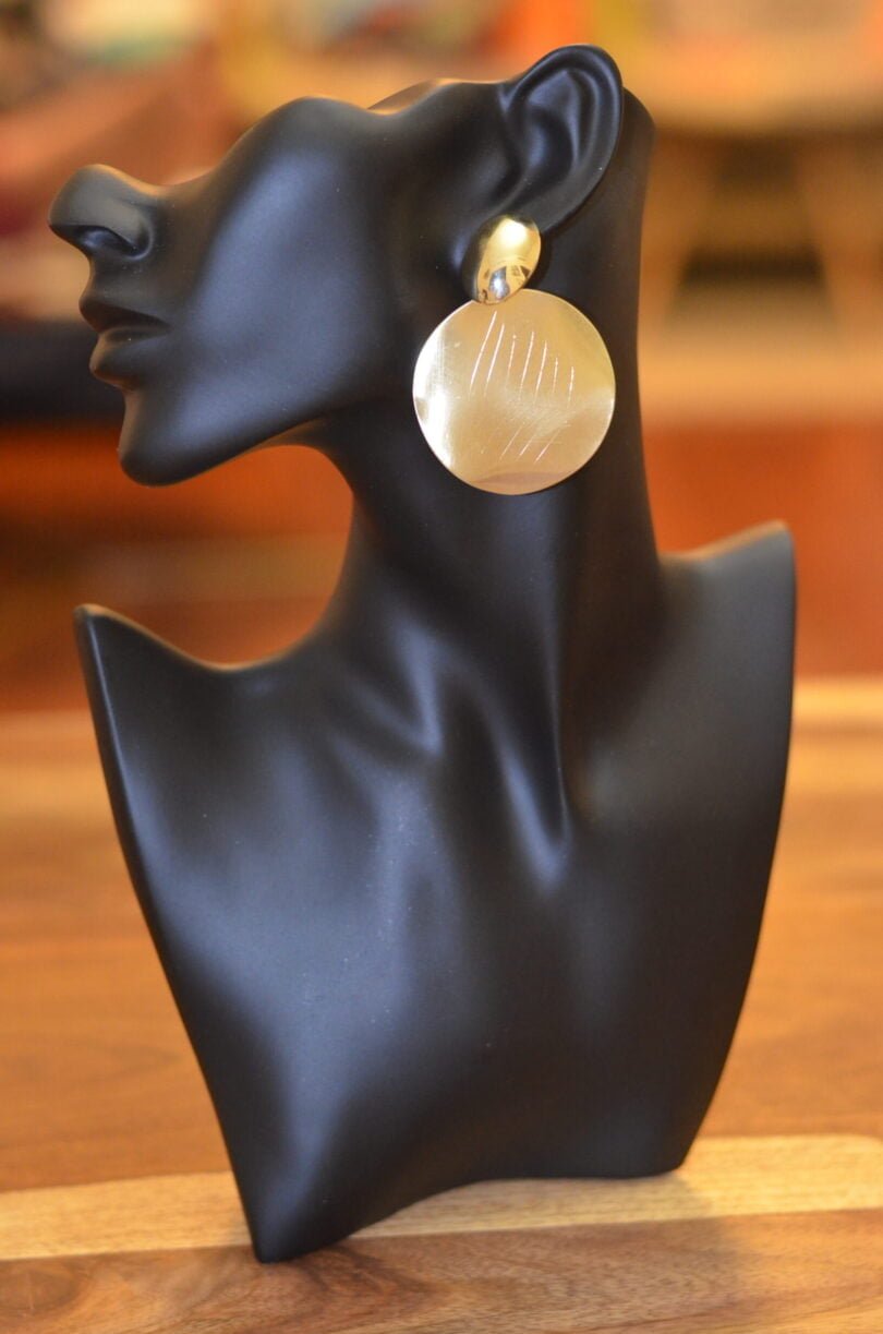 18 k Gold Plated Geometric Broad Drop Earrings