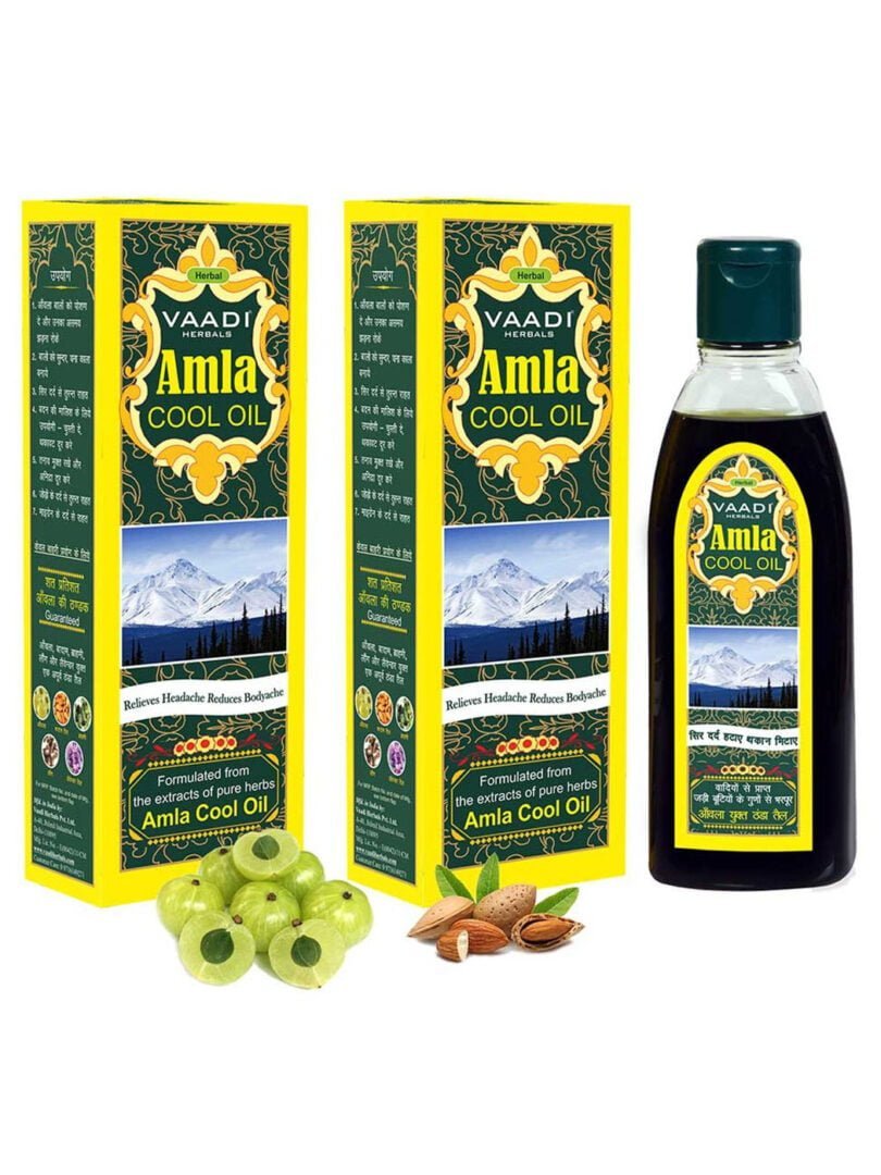 Organic Brahmi Amla Cool Oil - Strengthens and Nourishes Hair - Relieves Stress - Promotes Sound Sleep (2 x 200ml/7 fl oz)
