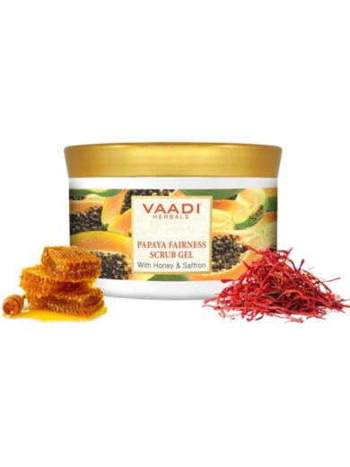 Organic Papaya Scrub Gel with Honey Saffron Reduces Tan Smoothens Skin Texture Makes Skin Flawless