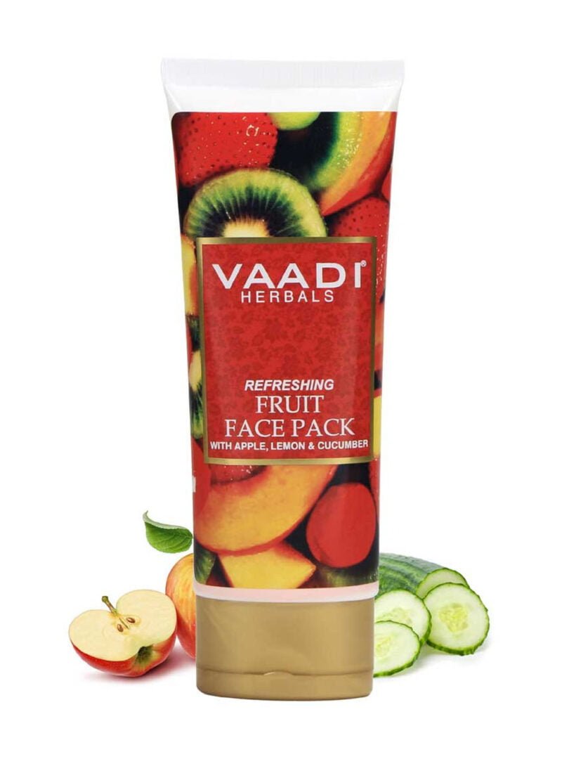 Refreshing Organic Fruit Face Pack with Apple, Lemon & Cucumber - Protects & Revitalizes Skin (120 gms/ 4.3 oz)