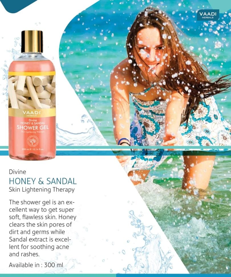 Organic Divine Honey & Sandal Shower Gel- Skin Toning Therapy (300 ml / 10.2 fl oz)