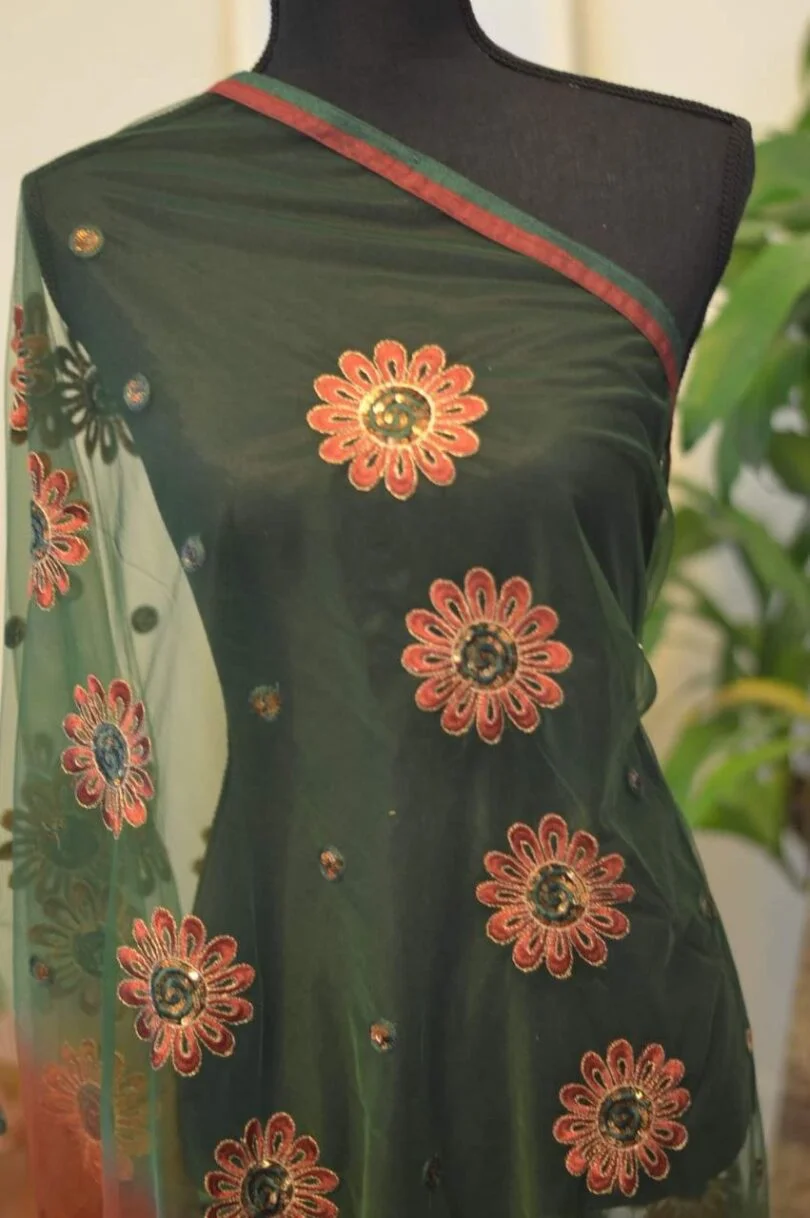 Net embroidered dupatta