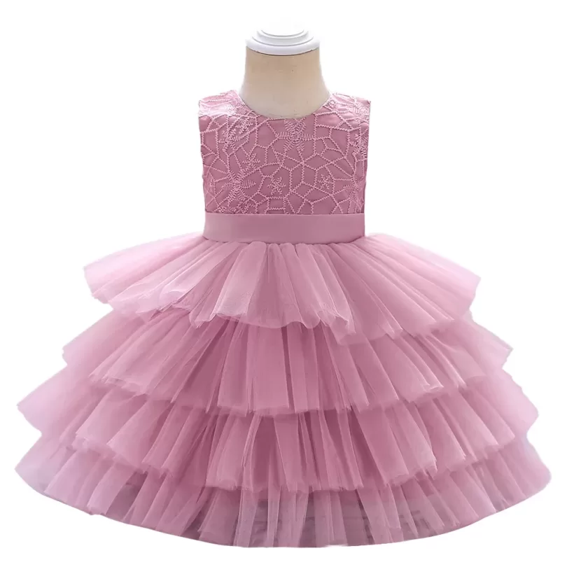Pretty Pink Knee Length Party Dress For Girls