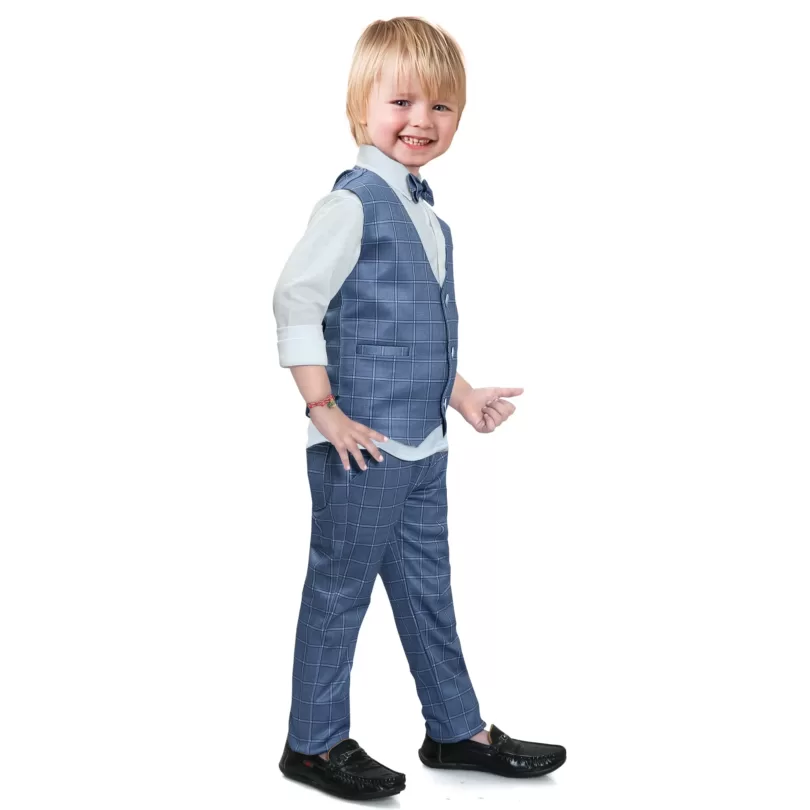 Gentleman 4 Piece kids Boys Tank Shirt Pant And Waist Coat With Bow Tie Set