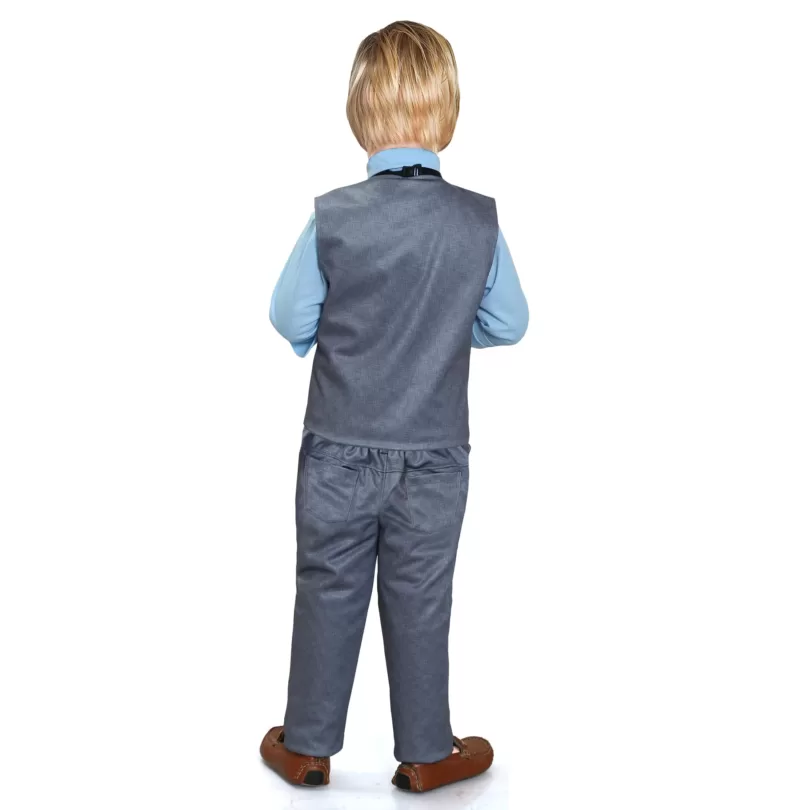 Long Sleeve Shirt Pants With Waistcoat Pattern Bow Tie 4 Pieces Child Tuxedos Outfits