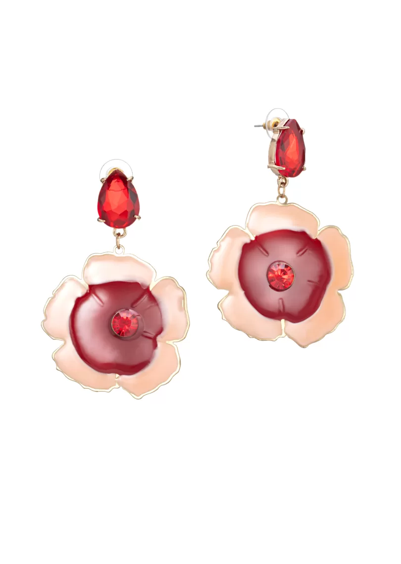 Maroon Floral Drop Earrings