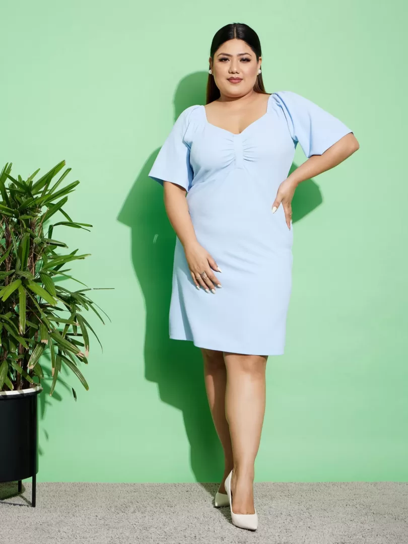 Women Turquoise Blue Solid A-Line Dress