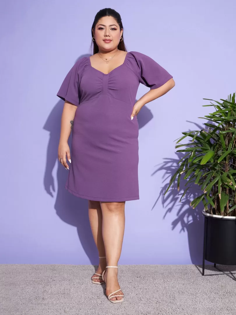 Women Purple Solid A-Line Dress