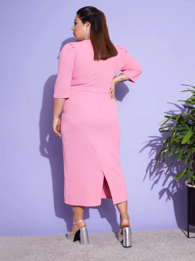 Women Pink Solid Bodycon Dress
