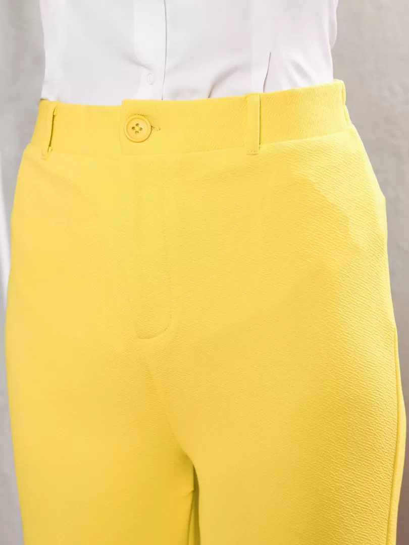 Women Yellow Bell Bottom Pants