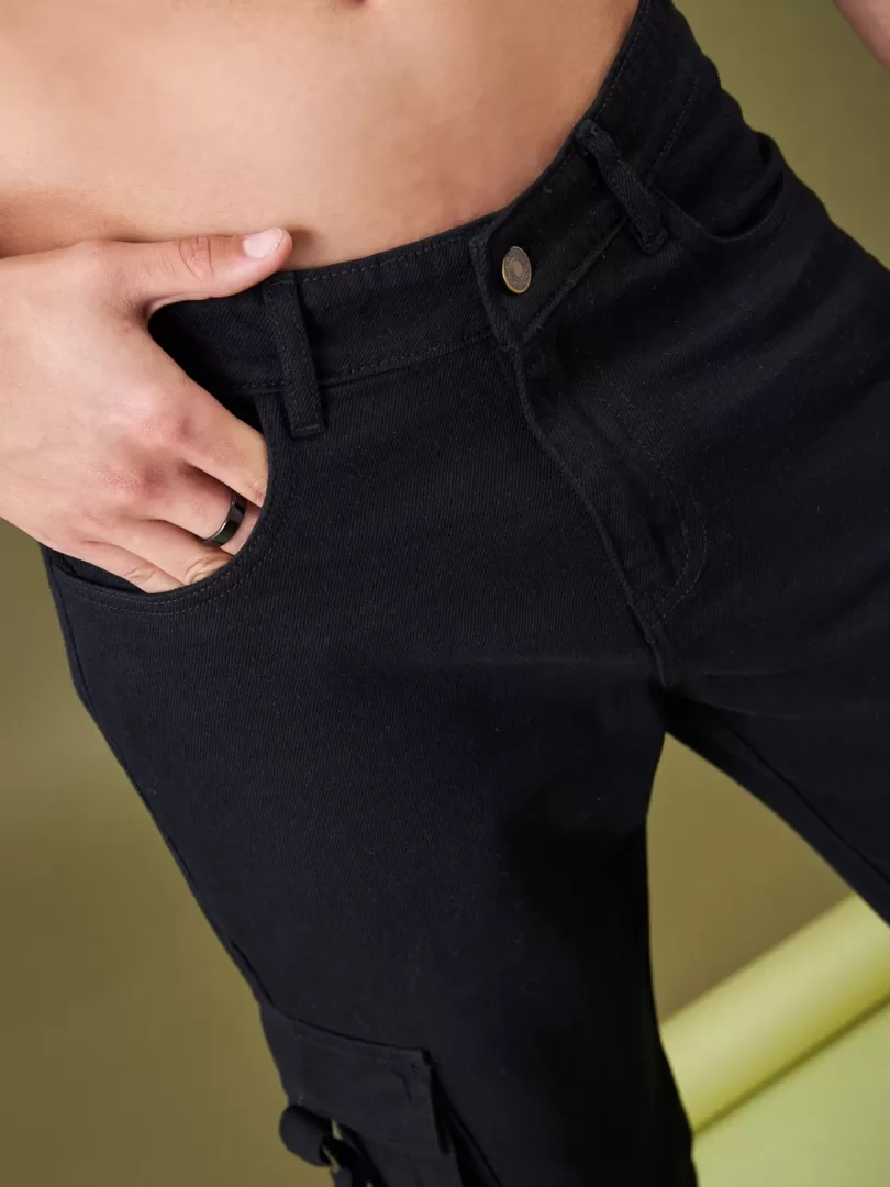 Men Black Box Pocket Relax Fit Jeans
