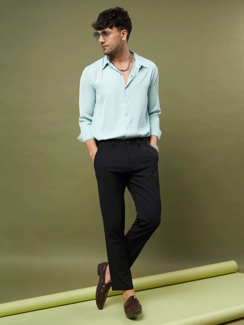 Unisex Mint Green Satin Relax Fit Shirt