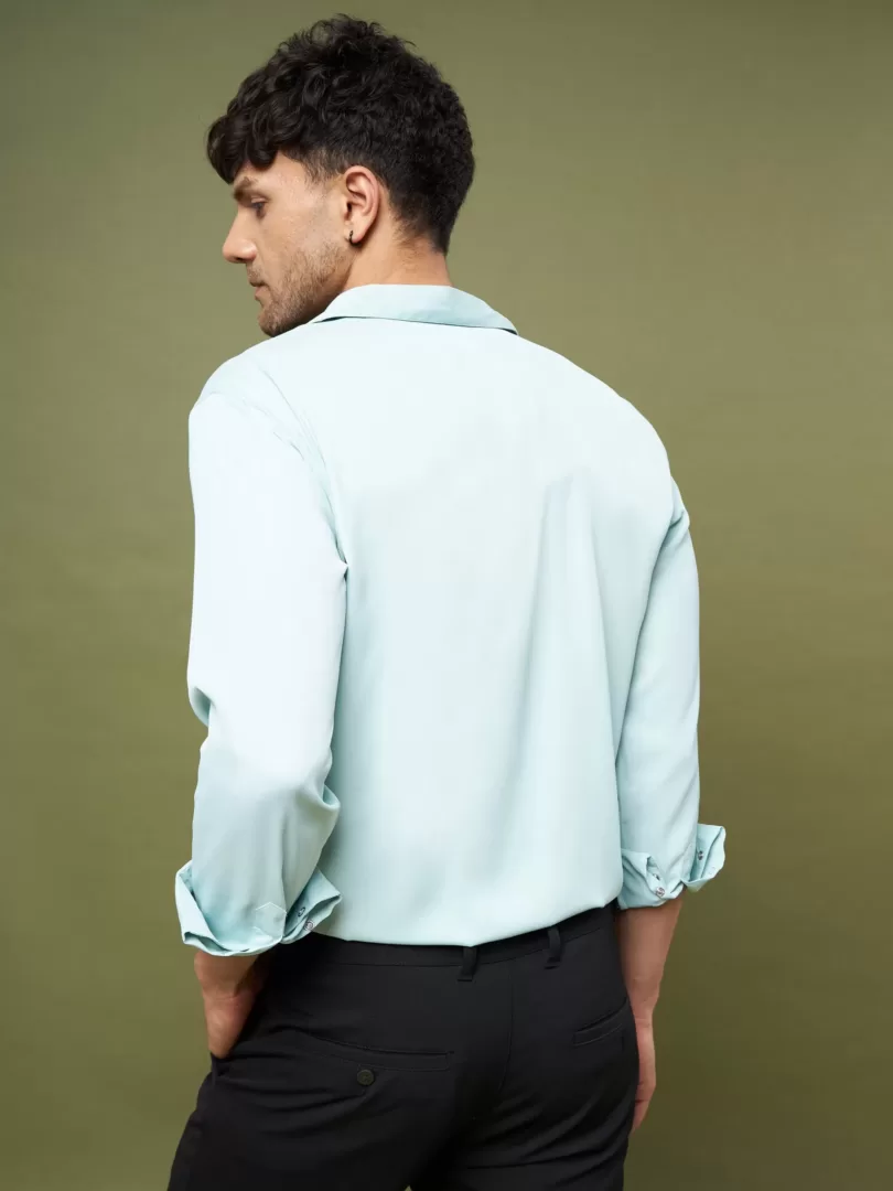 Unisex Mint Green Satin Relax Fit Shirt