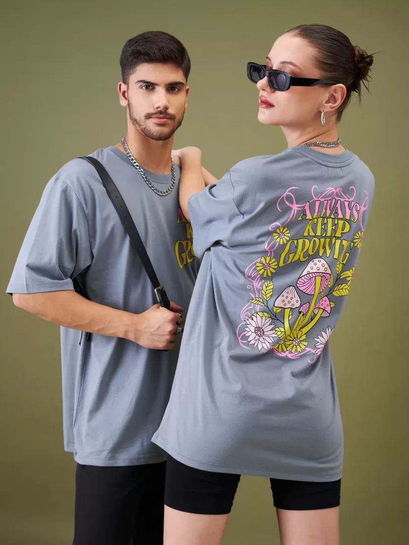 Unisex Grey ALWAYS KEEP GROWING Oversize T-Shirt