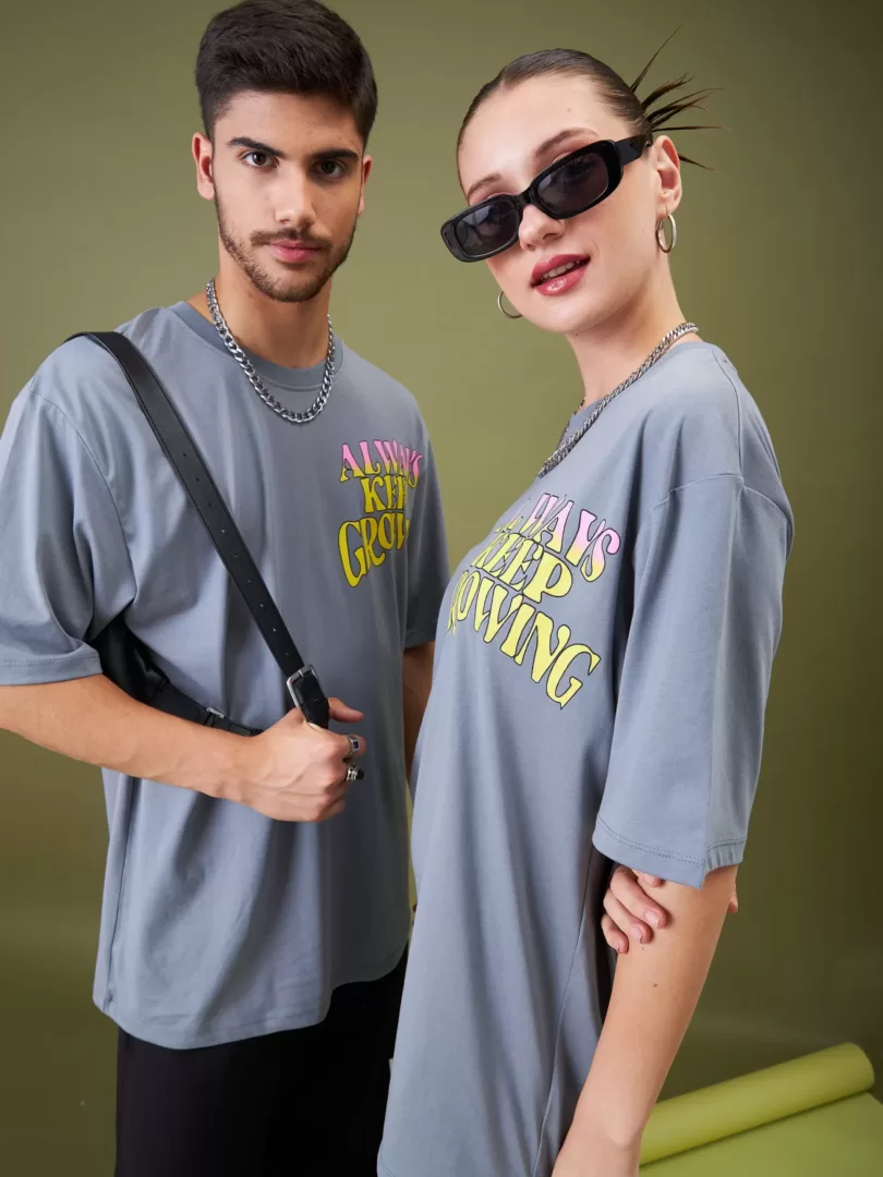 Unisex Grey ALWAYS KEEP GROWING Oversize T-Shirt