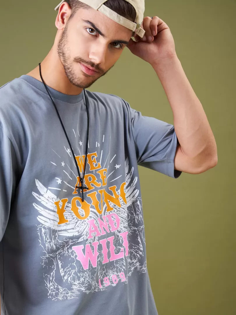 Unisex Grey YOUNG WILD & FREE Oversize T-Shirt