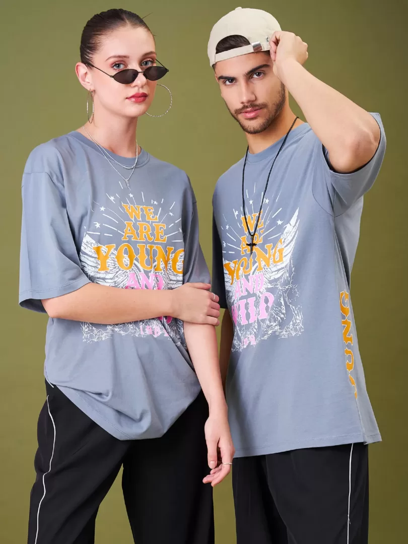 Unisex Grey YOUNG WILD & FREE Oversize T-Shirt