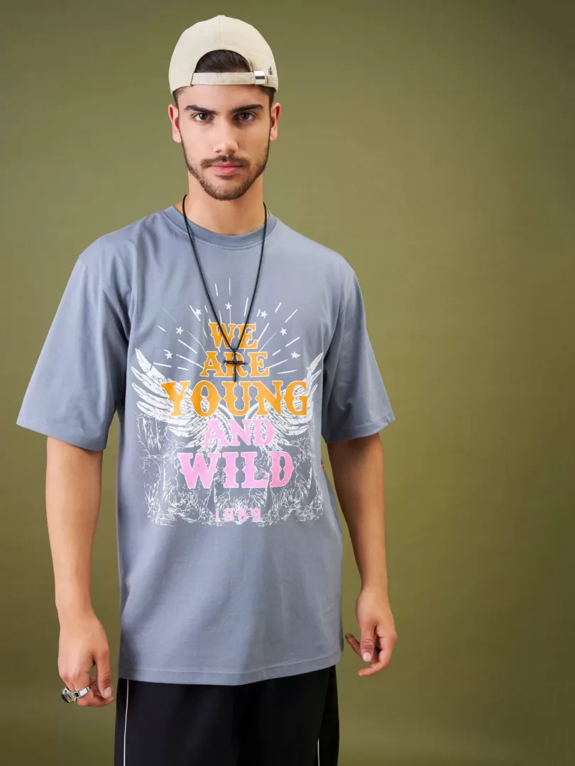 Unisex Grey YOUNG WILD & FREE Oversize T-Shirt