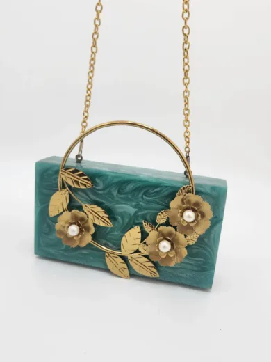 Resin bag with suede lining - WIDTH 7.5 In" LENGTH 4.25 In"