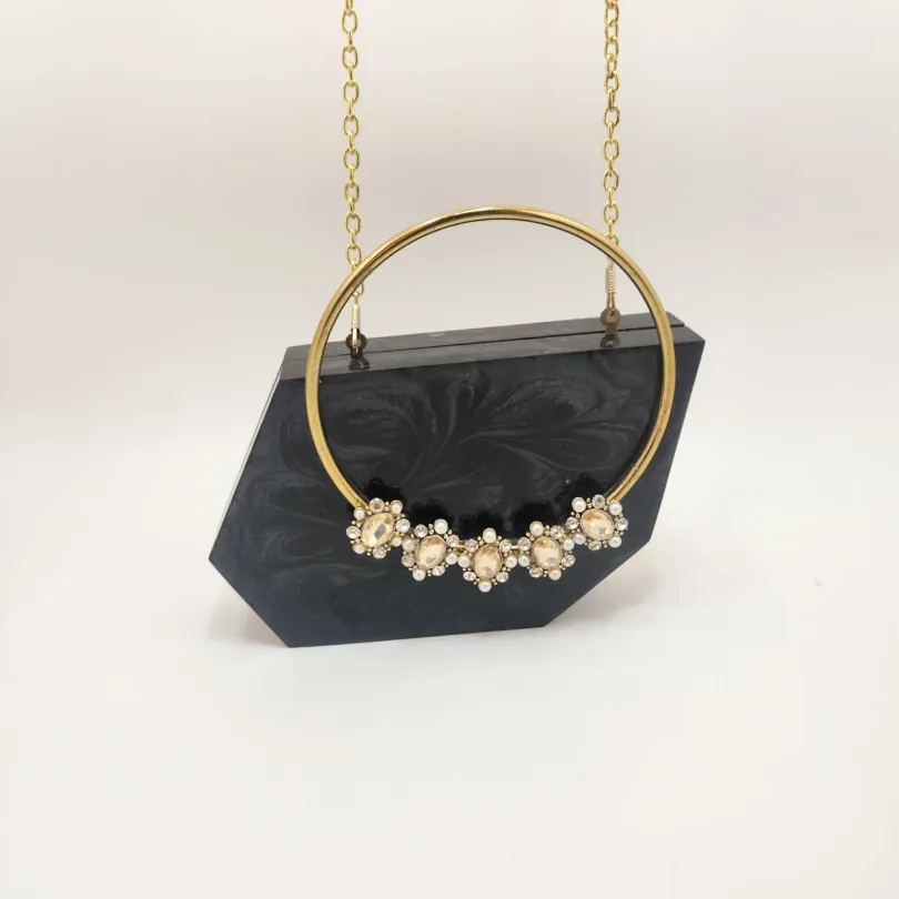 Resin bag with suede lining - WIDTH 6.5 In" LENGTH 4.75 In"