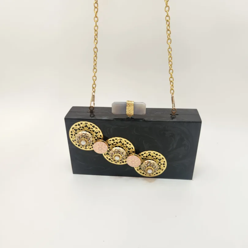 Resin bag with suede lining - WIDTH 7.5 In" LENGTH 4.25 In"