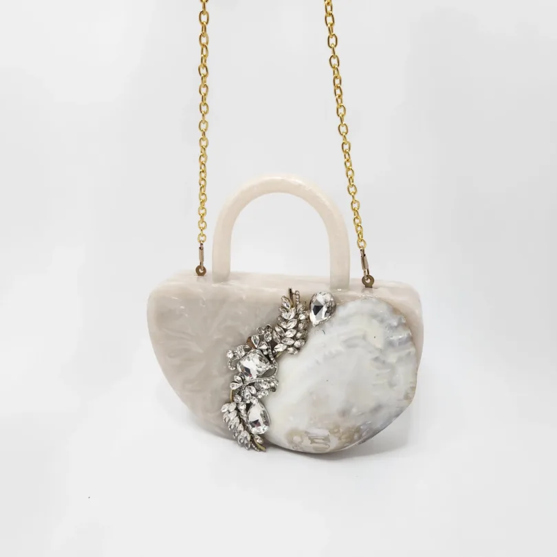 Resin bag with suede lining - WITDTH 7.5 In"  LENGTH 8 In"