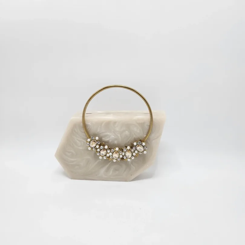 Resin bag with suede lining - WIDTH 7.25 In" LENGTH 5.5 In"