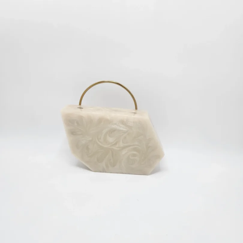 Resin bag with suede lining - WIDTH 7.25 In" LENGTH 5.5 In"