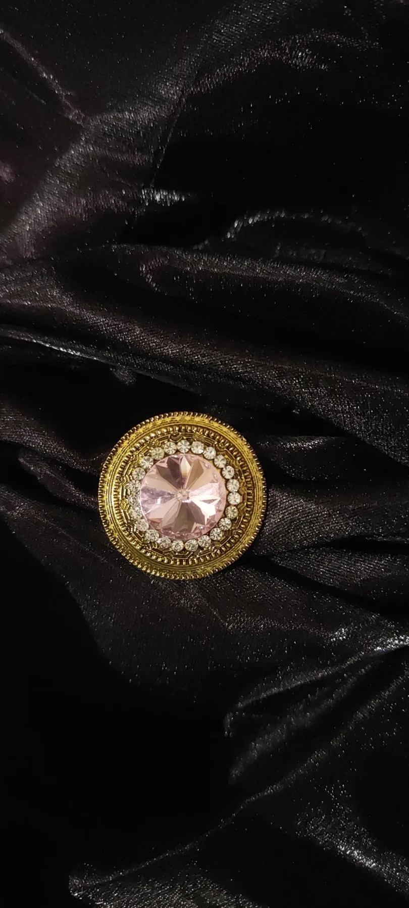 Golden-Toned Blue - Pink stone-studded adjustable finger rings combo