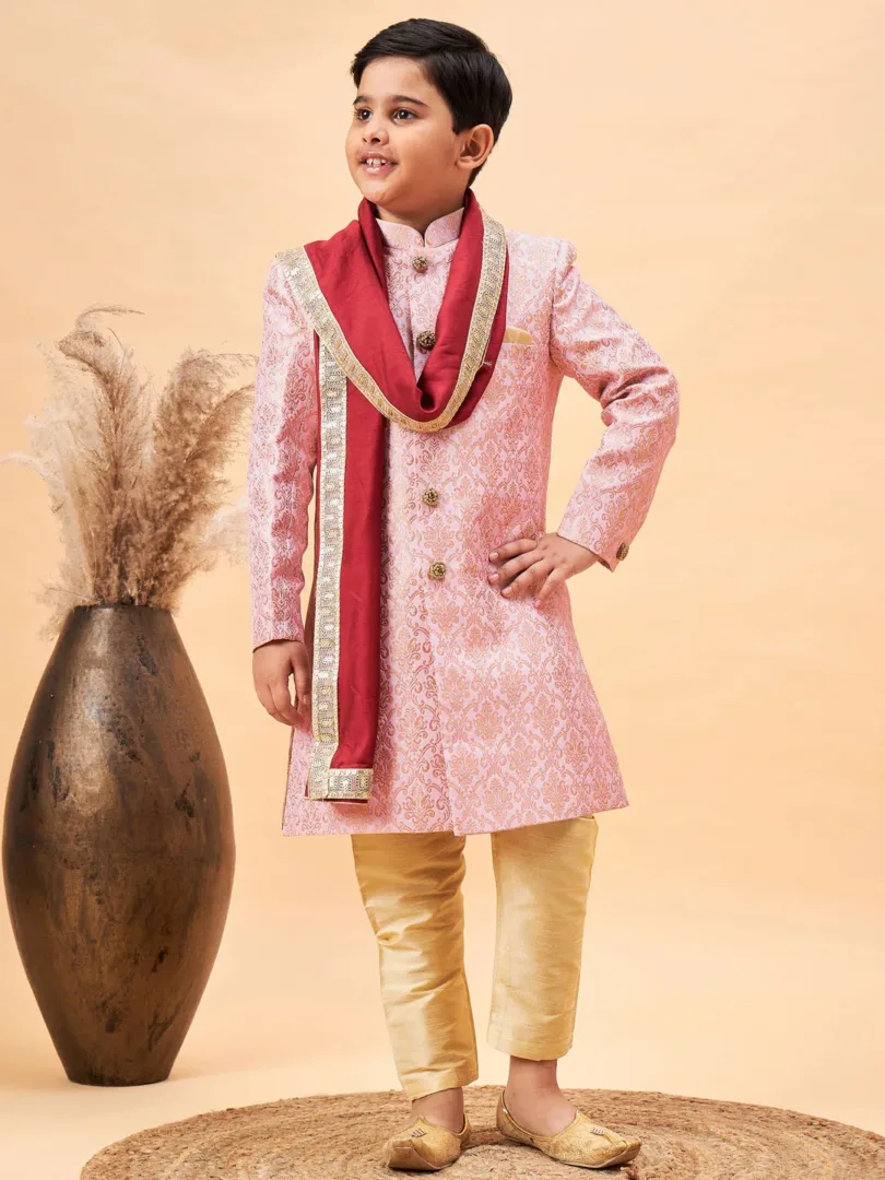 Boys' Pink Sherwani Set