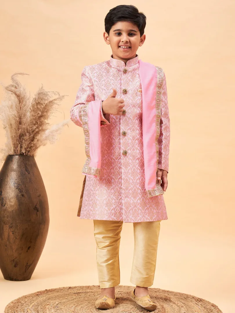 Boys' Pink Sherwani Set