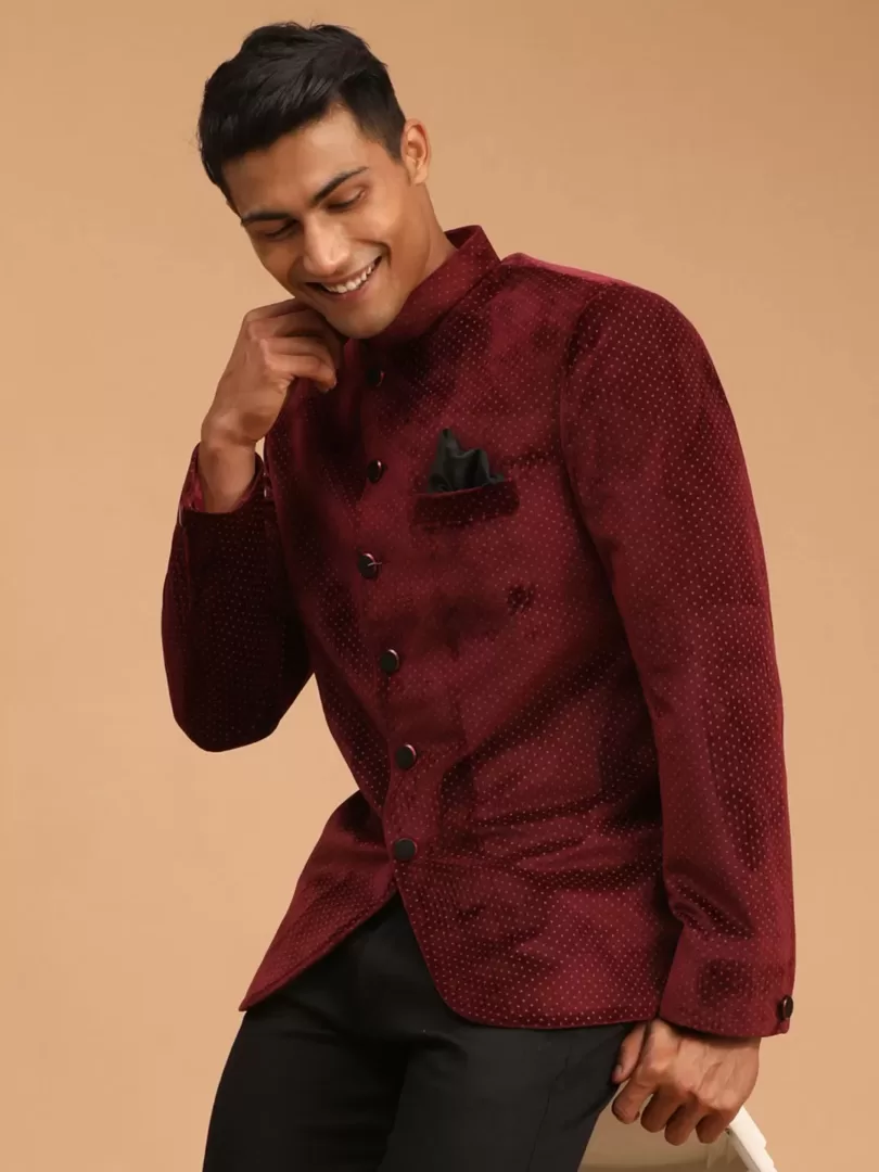 Men's Maroon Velvet Jodhpuri