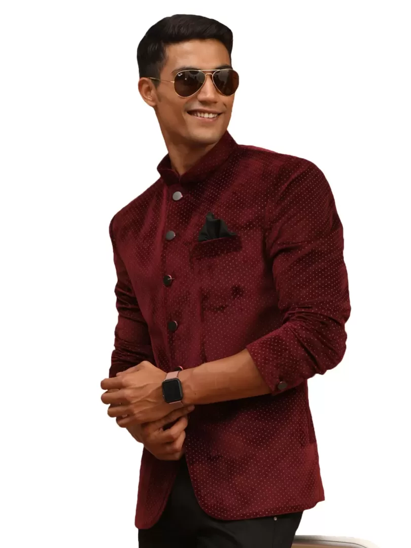 Men's Maroon Velvet Jodhpuri