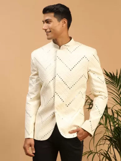 Men's Cream Viscose Jodhpuri